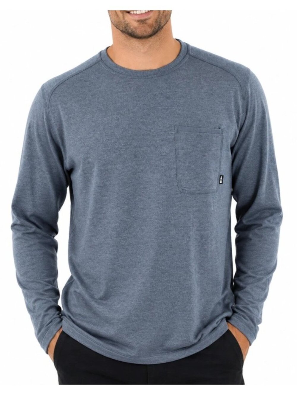 NWT Bass Outdoor Utili-Tee Mens Small Ombre Blue Long Sleeve Shirt